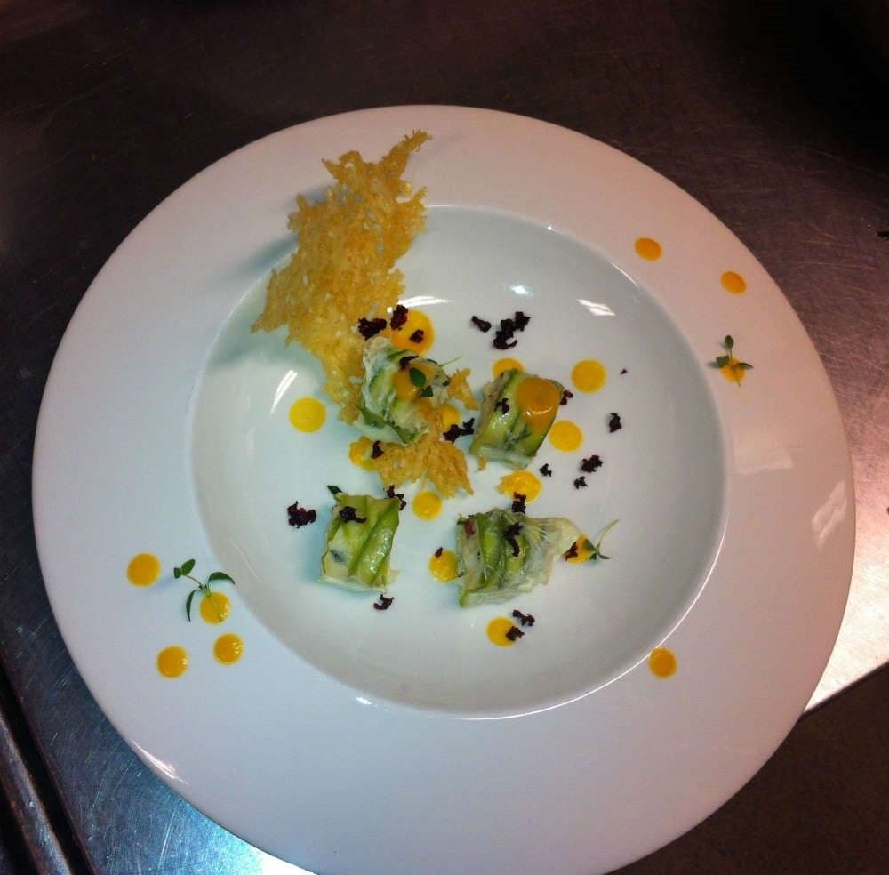 Norway lobster tubes with Parmigiano Reggiano and carrot velouté - Norway