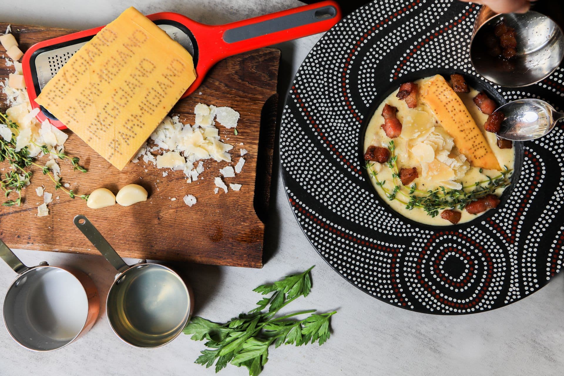 Zuppa di vongole con Parmigiano Reggiano