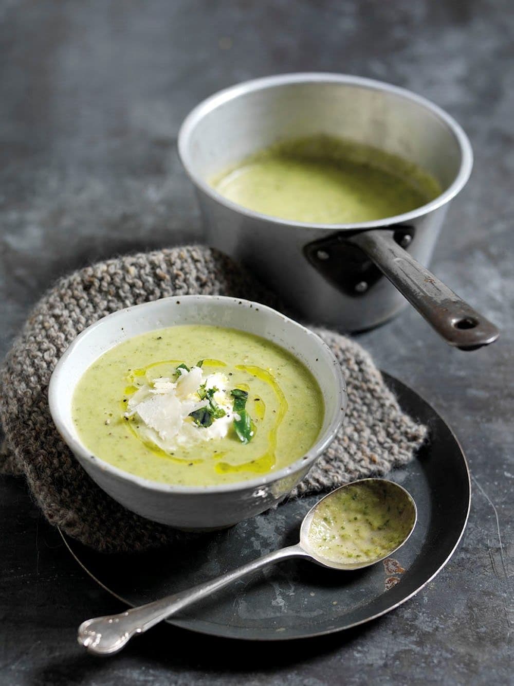 Courgette, Parmigiano Reggiano and crème fraîche soup