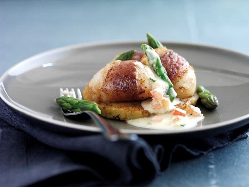 Parmigiano Reggiano potato cakes with scallops