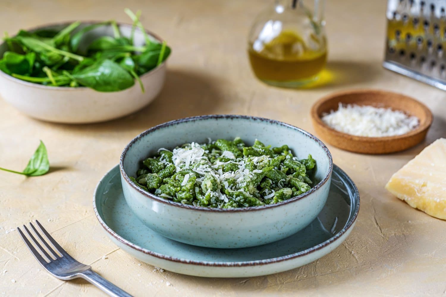 Spätzle agli spinaci e Parmigiano Reggiano