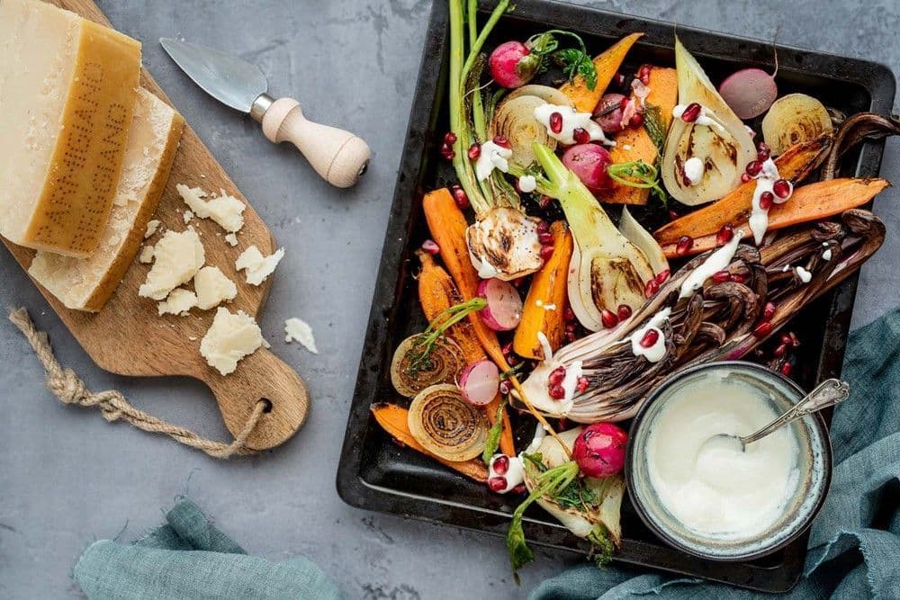 Verdure arrosto e salsa al Parmigiano Reggiano